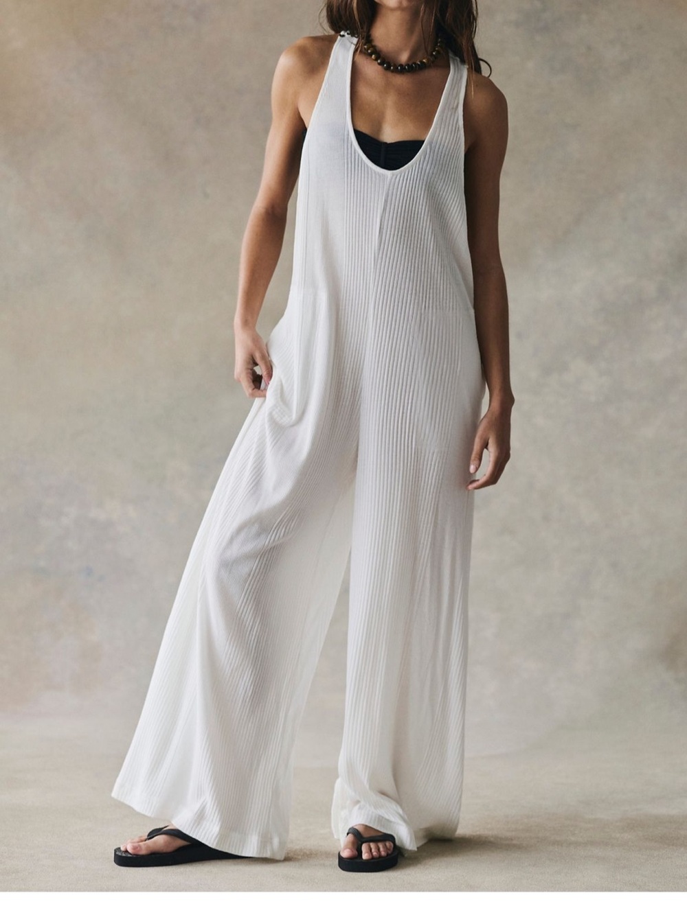 Free people ladies zena onepiece jumpsuit size large ivory